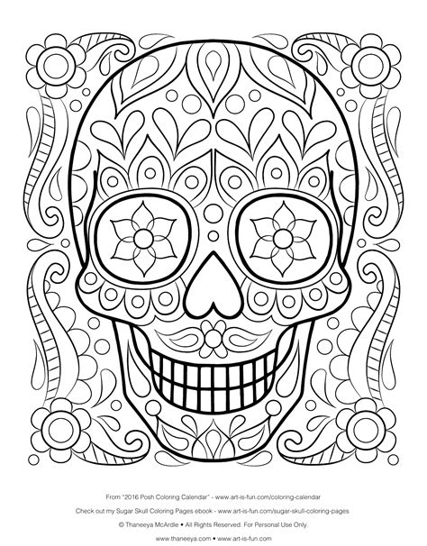 Sugar skull coloring pages for adults